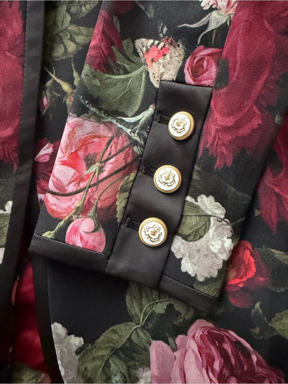 Alice + Olivia Black Floral Single-Button Tailored Blazer - Picture 4 of 6